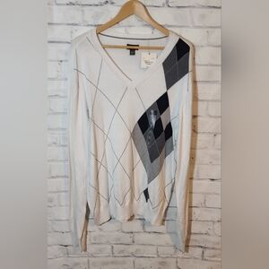 NWT J. Ferrar Men's Argyle V-neck Sweater XL
